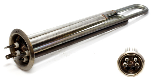 Тэн для водонагревателя /2000W, 230V / Inox 500 / Длина: 305mm / Фланец 64мм / Крепление М4 с резьбо