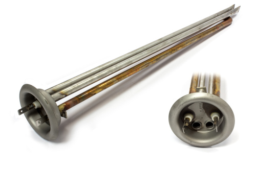 Тэн для водонагревателя / 1500W, 220V / Длина:400мм / Фланец:64мм / Две трубки:под терморегулятор,по