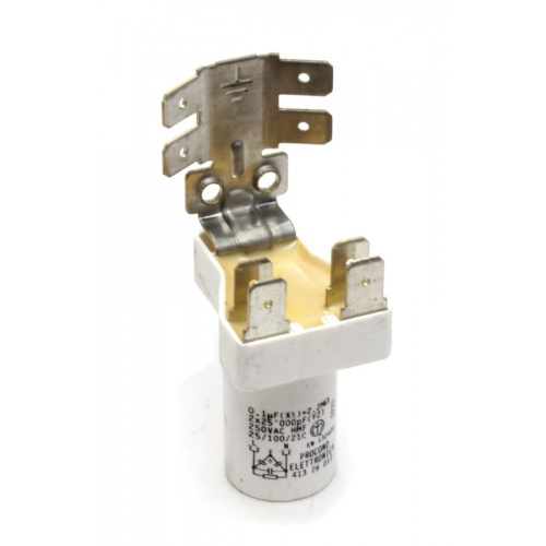 Конденсатор помехоподавляющий  0,1µF INDESIT Anti-noise capacitor with bracket. 0,1µF (X1) + 2,2M Oh