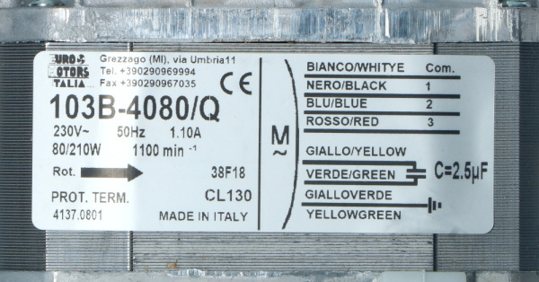 Мотор для фанкойла 103B-4080 40W 3 скорости MTF803RF